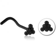 BLACK PVD COATED SURGICAL STEEL CURVED NOSE STUD PIERCING