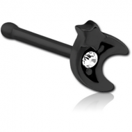 BLACK PVD COATED SURGICAL STEEL JEWELLED NOSE BONE PIERCING