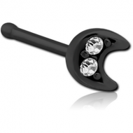 BLACK PVD COATED SURGICAL STEEL JEWELLED NOSE BONE PIERCING