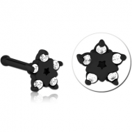 BLACK PVD COATED SURGICAL STEEL JEWELLED NOSE BONE PIERCING