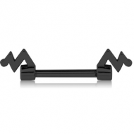 BLACK PVD COATED SURGICAL STEEL NIPPLE BAR - PULSE PIERCING