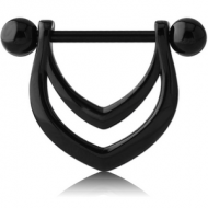 BLACK PVD COATED SURGICAL STEEL NIPPLE SHIELD - DOUBLE V PIERCING