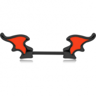 BLACK PVD COATED SURGICAL STEEL ENAMEL NIPPLE SHIELD - BATWING