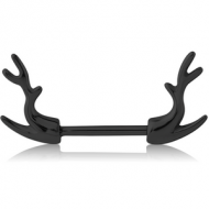 BLACK PVD COATED SURGICAL STEEL NIPPLE SHIELD BAR - DEAR HORNS PIERCING