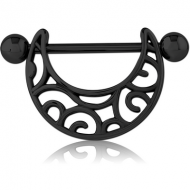 BLACK PVD COATED SURGICAL STEEL NIPPLE SHIELD PIERCING