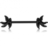 BLACK PVD COATED SURGICAL STEEL NIPPLE BAR - SWALLOW PIERCING