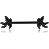 BLACK PVD COATED SURGICAL STEEL NIPPLE BAR - SWALLOW