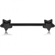BLACK PVD COATED SURGICAL STEEL NIPPLE BAR - STAR