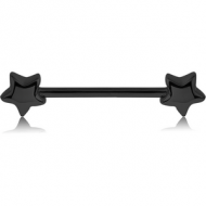 BLACK PVD COATED SURGICAL STEEL NIPPLE BAR - STAR PIERCING