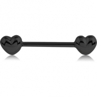 BLACK PVD COATED SURGICAL STEEL NIPPLE BAR - HEART