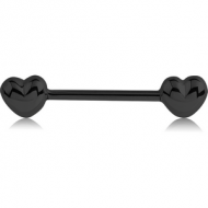 BLACK PVD COATED SURGICAL STEEL NIPPLE BAR - HEART PIERCING