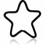 BLACK PVD COATED SURGICAL STEEL OPEN STAR SEAMLESS RING PIERCING
