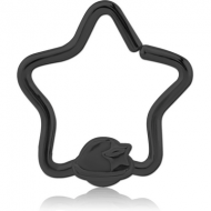 BLACK PVD COATED SURGICAL STEEL OPEN STAR SEAMLESS RING - EYE STAR PIERCING