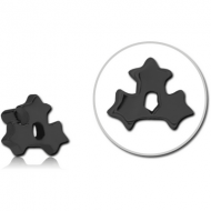BLACK PVD COATED SURGICAL STEEL PUSH FIT ATTACHMENT FOR BIOFLEX INTERNAL LABRET - TRIPLE STAR PIERCING