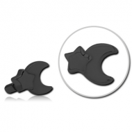 BLACK PVD COATED SURGICAL STEEL PUSH FIT ATTACHMENT FOR BIOFLEX INTERNAL LABRET - CRESCENT AND STAR PIERCING