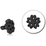 BLACK PVD COATED SURGICAL STEEL PUSH FIT ATTACHMENT FOR BIOFLEX INTERNAL LABRET - CLOVER PIERCING