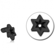 BLACK PVD COATED SURGICAL STEEL PUSH FIT ATTACHMENT FOR BIOFLEX INTERNAL LABRET - STAR INDENT PIERCING