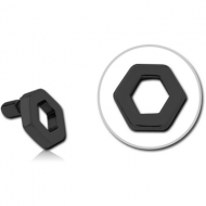 BLACK PVD COATED SURGICAL STEEL PUSH FIT ATTACHMENT FOR BIOFLEX INTERNAL LABRET - HEXAGON PIERCING