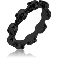 BLACK PVD COATED SURGICAL STEEL RING - SKULL