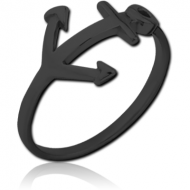 BLACK PVD COATED SURGICAL STEEL RING - ANCHOR