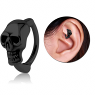 BLACK PVD COATED SURGICAL STEEL ROOK CLICKER - SKULL PIERCING