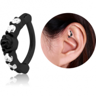 BLACK PVD COATED SURGICAL STEEL PRONG SET JEWELLED ROOK CLICKER