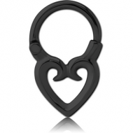 BLACK PVD COATED SURGICAL STEEL HINGED SEGMENT CLICKER HEART PIERCING