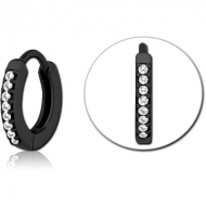 BLACK PVD COATED SURGICAL STEEL JEWELLED MULTI PURPOSE HUGGIE PIERCING