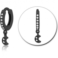 BLACK PVD COATED SURGICAL STEEL JEWELLED MULTI PURPOSE HUGGIE PIERCING