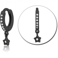 BLACK PVD COATED SURGICAL STEEL JEWELLED MULTI PURPOSE HUGGIE PIERCING