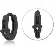 BLACK PVD COATED SURGICAL STEEL JEWELLED MULTI PURPOSE HUGGIE PIERCING