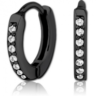 BLACK PVD COATED SURGICAL STEEL JEWELLED HUGGIES PAIR