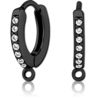 BLACK PVD COATED SURGICAL STEEL JEWELLED HUGGIES PAIR