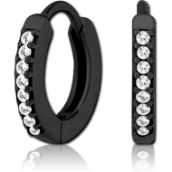 BLACK PVD COATED SURGICAL STEEL JEWELLED HUGGIES PAIR