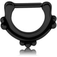 BLACK PVD COATED SURGICAL STEEL HINGED SEPTUM CLICKER PIERCING