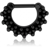 BLACK PVD COATED SURGICAL STEEL HINGED SEPTUM CLICKER PIERCING