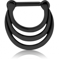 BLACK PVD COATED SURGICAL STEEL HINGED SEPTUM CLICKER