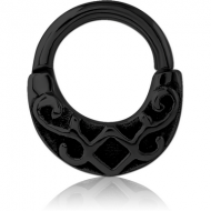 BLACK PVD COATED SURGICAL STEEL HINGED SEPTUM CLICKER PIERCING