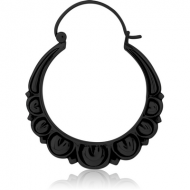 BLACK PVD COATED SURGICAL STEEL HOOP EARRING FOR TUNNEL PIERCING