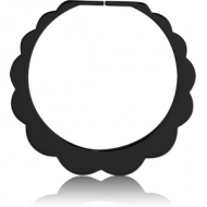 BLACK PVD COATED SURGICAL STEEL HOOP EARRINGS FOR TUNNEL - FLOWER