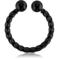 BLACK PVD COATED SURGICAL STEEL FAKE SEPTUM RING - ROPE PIERCING