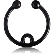 BLACK PVD COATED SURGICAL STEEL FAKE SEPTUM RING - INNER HOOP PIERCING