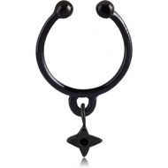 BLACK PVD COATED SURGICAL STEEL FAKE SEPTUM RING WITH CHARM - STAR PIERCING