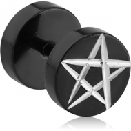 BLACK PVD COATED SURGICAL STEEL DIAMOND CUT FAKE PLUG PIERCING