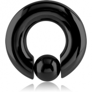 BLACK PVD COATED TITANIUM BALL CLOSURE RING WITH POP OUT BALL PIERCING