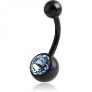 BLACK PVD COATED TITANIUM SWAROVSKI CRYSTAL JEWELLED NAVEL BANANA