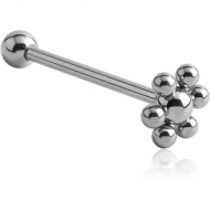 SURGICAL STEEL BARBELL WITH FLOWER BALL PIERCING