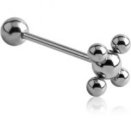 SURGICAL STEEL BARBELL WITH FLOWER BALL PIERCING