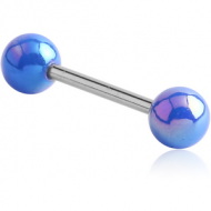 SURGICAL STEEL BARBELL WITH AB COATED NEON BALL PIERCING