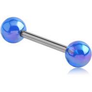 SURGICAL STEEL BARBELL WITH AB COATED UV BALL PIERCING